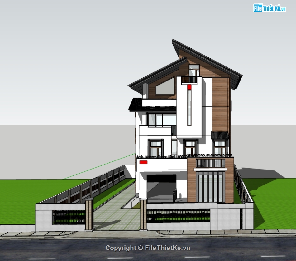 nhà 3 tầng file su,file su nhà phố 3 tầng,model su nhà phố 3 tầng,file sketchup nhà phố 3 tầng