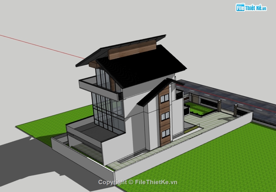 nhà 3 tầng file su,file su nhà phố 3 tầng,model su nhà phố 3 tầng,file sketchup nhà phố 3 tầng