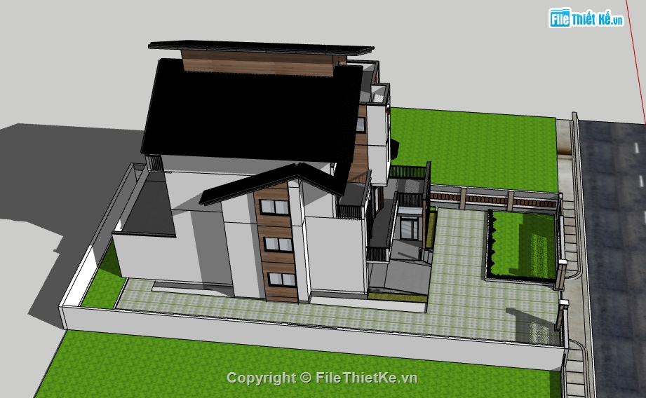 nhà 3 tầng file su,file su nhà phố 3 tầng,model su nhà phố 3 tầng,file sketchup nhà phố 3 tầng