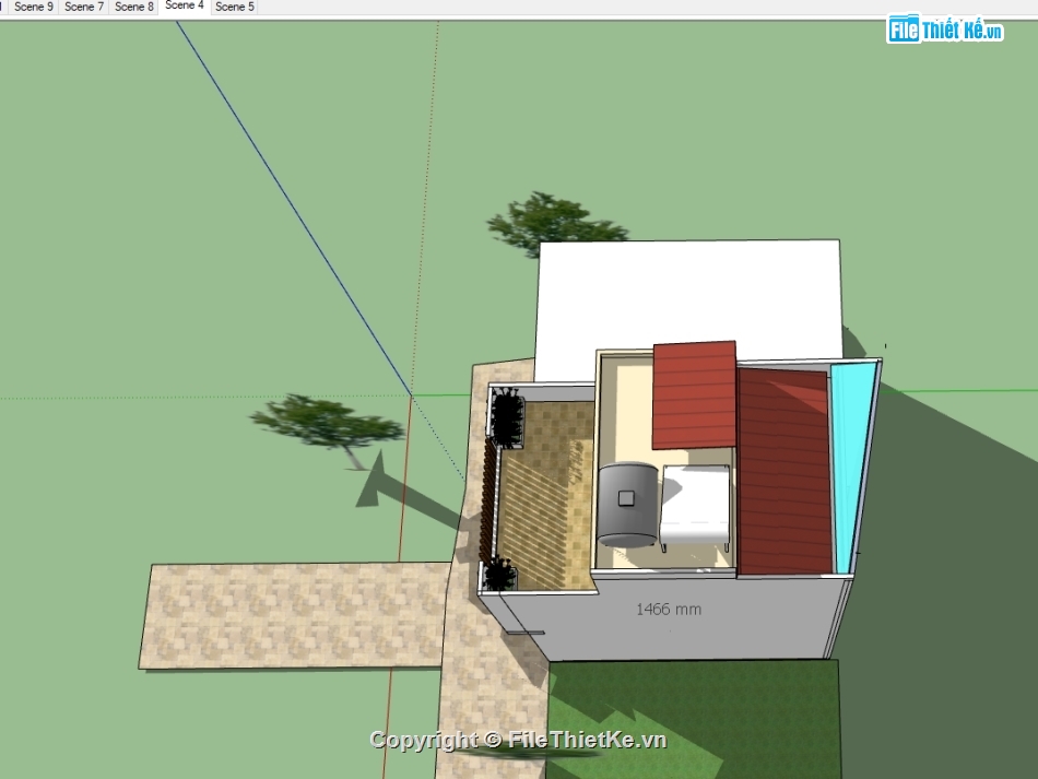 nhà 3 tầng,File sketchup nhà phố 3 tầng,File su nhà phố 3 tầng,model su nhà phố 3 tầng