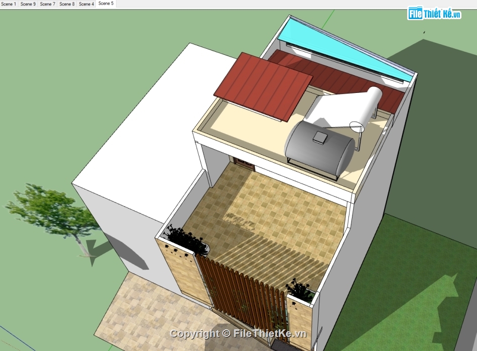 nhà 3 tầng,File sketchup nhà phố 3 tầng,File su nhà phố 3 tầng,model su nhà phố 3 tầng