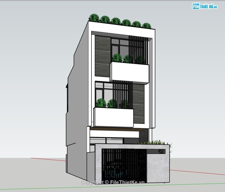 nhà phố 3 tầng file su,file su nhà phố 3 tầng,file sketchup nhà phố 3 tầng