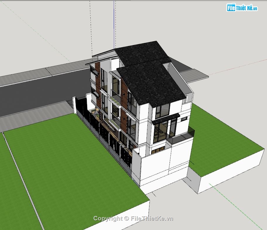 Nhà phố 3 tầng,file su nhà phố 3 tầng,model su nhà phố 3 tầng,nhà 3 tầng file su
