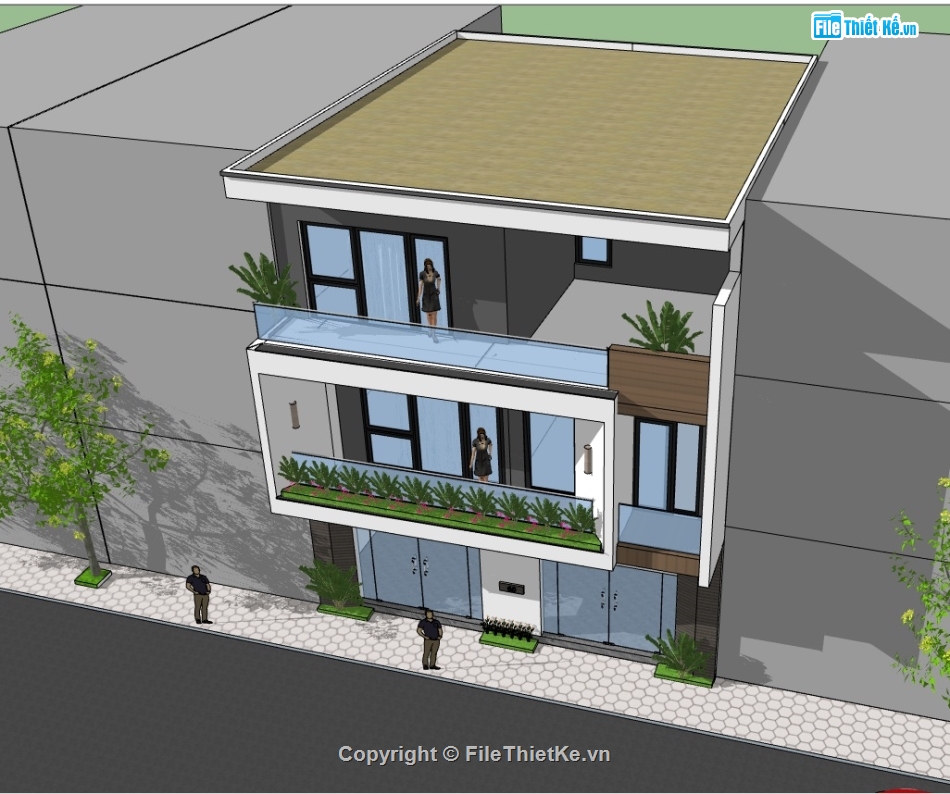 File sketchup nhà phố 3 tầng,sketchup nhà phố 3 tầng,model sketchup nhà phố 3 tầng,su 2017 nhà phố 3 tầng