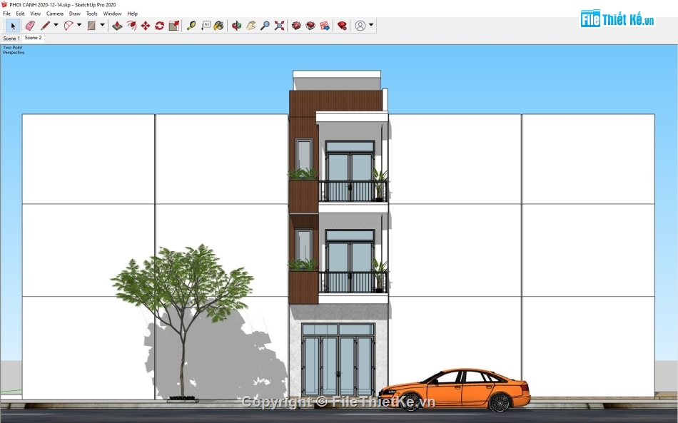 nhà phố 3 tầng,File su nhà phố 3 tầng,file sketchup 3 tầng,nhà 3 tầng file su