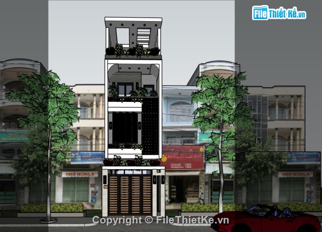 file sketchup nhà phố,file nhà phố sketchup,Model sketchup nhà phố,File 3D nhà phố,Mẫu nhà phố,nhà phố sketchup