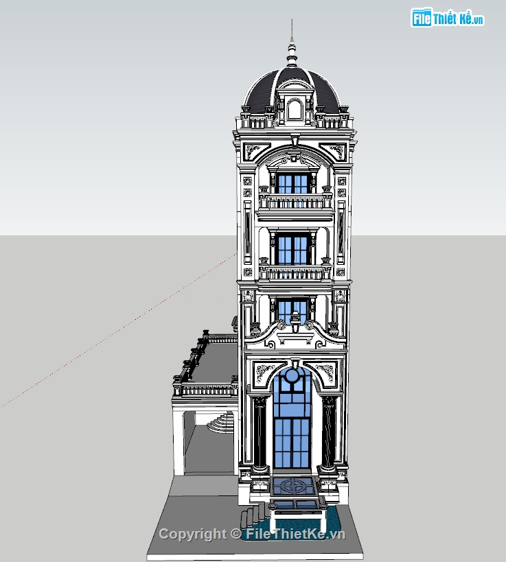 nhà phố 5 tầng,model nhà phố 5 tầng,sketchup nhà phố 5 tầng