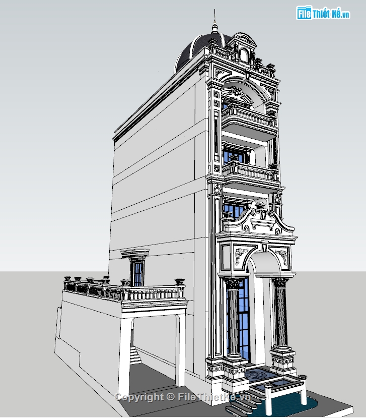 nhà phố 5 tầng,model nhà phố 5 tầng,sketchup nhà phố 5 tầng