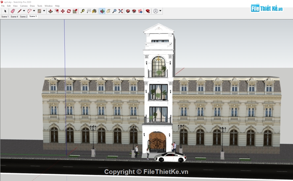 File su Nhà phố 4 tầng,Nhà phố 4 tầng 4.5x20.8m,Sketchup Nhà phố 4 tầng,Nhà phố 4 tầng Sketchup