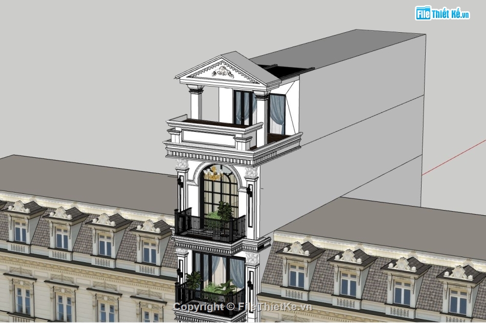 File su Nhà phố 4 tầng,Nhà phố 4 tầng 4.5x20.8m,Sketchup Nhà phố 4 tầng,Nhà phố 4 tầng Sketchup