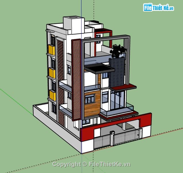 Nhà phố 4 tầng,file su nhà phố 4 tầng,sketchup nhà phố 4 tầng,nhà phố 4 tầng file su,file sketchup nhà phố 4 tầng