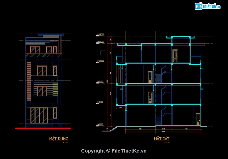 Sketchup,nhà 3 mặt tiền,nhà phố 2 mặt tiền,nhà 4 tầng