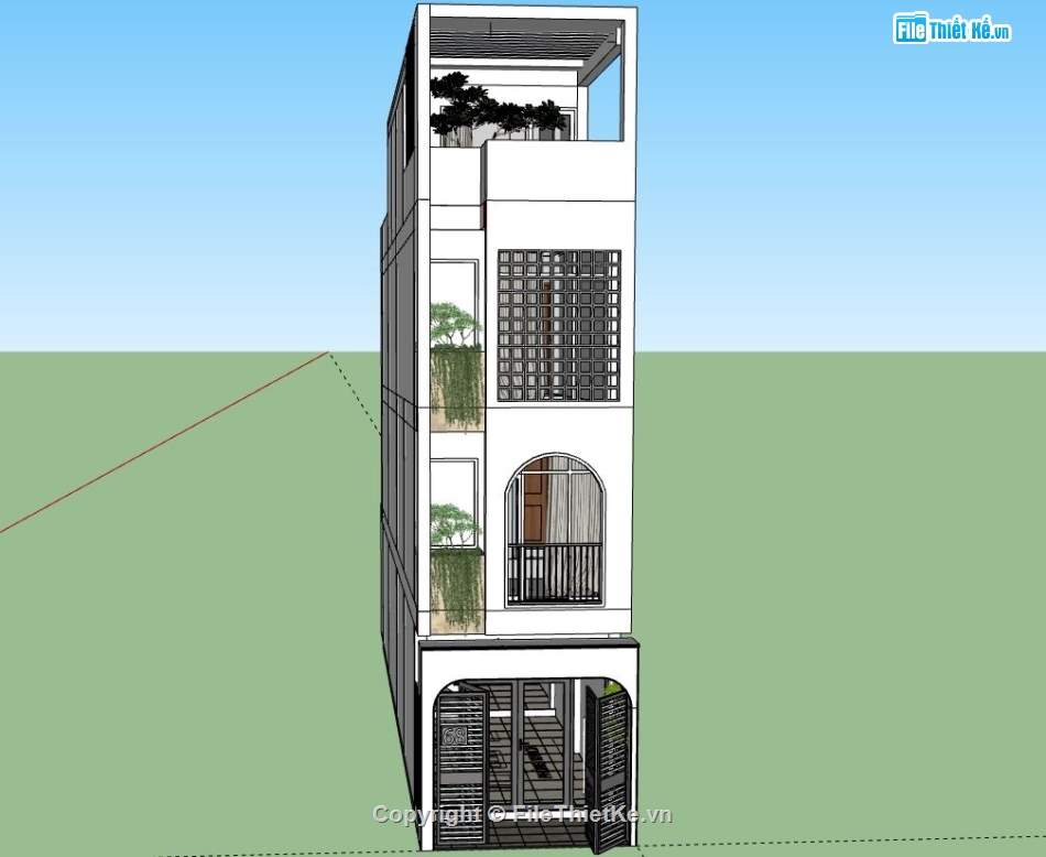 nhà 4 tầng,nhà phố 4 tầng,su nhà phố,sketchup nhà phố,sketchup nhà phố 4 tầng