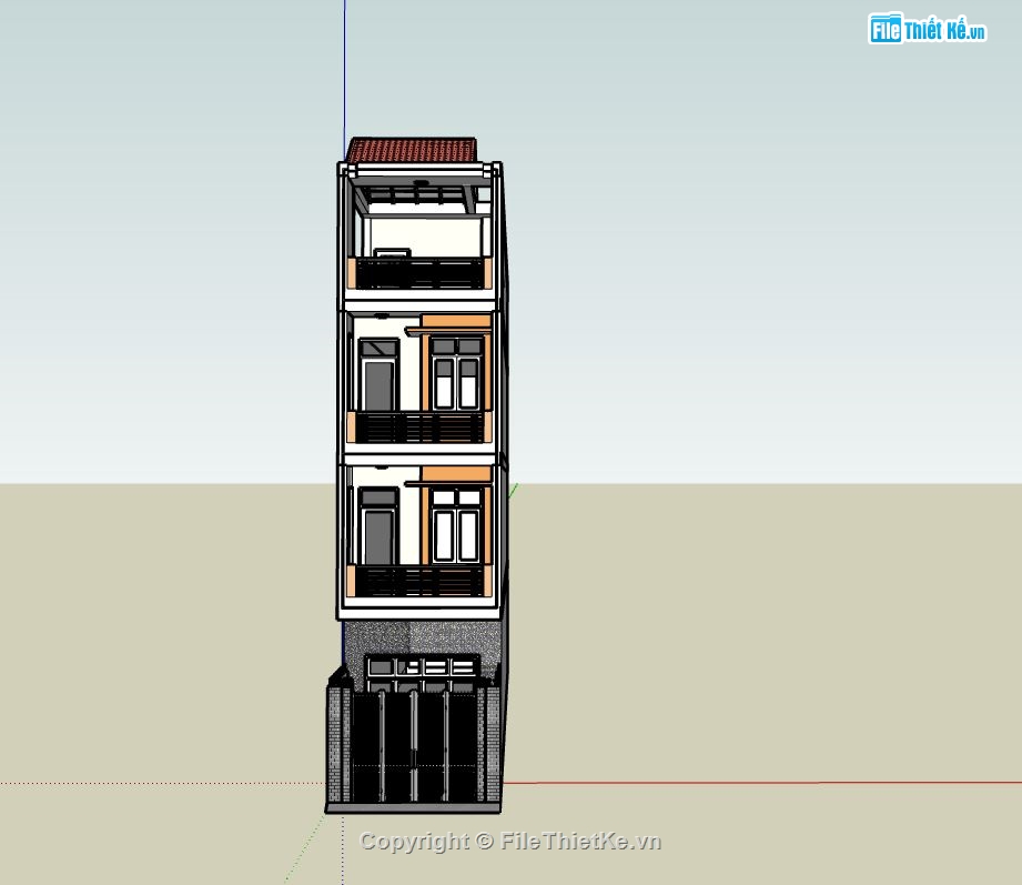 nhà phố 4 tầng,file su nhà phố 4 tầng,phối cảnh nhà phố 4 tầng,mẫu su nhà phố hiện đại