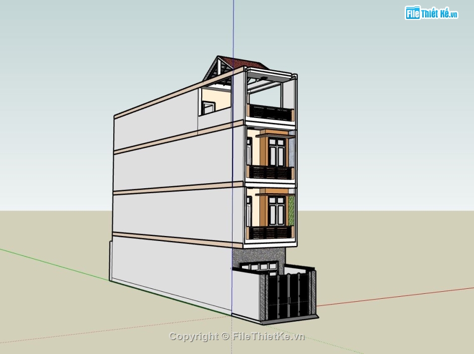 nhà phố 4 tầng,file su nhà phố 4 tầng,phối cảnh nhà phố 4 tầng,mẫu su nhà phố hiện đại