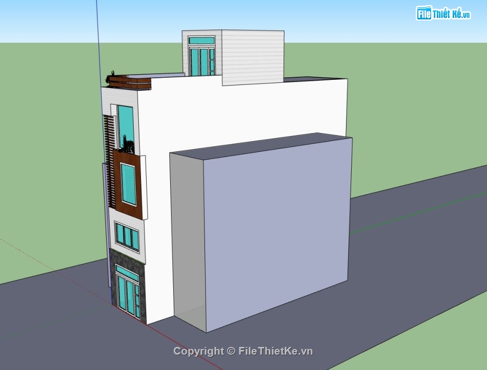 nhà phố 3 tầng,thiết kế nhà phố,model sketchup nhà phố 4 tầng,mẫu nhà phố hiện đại