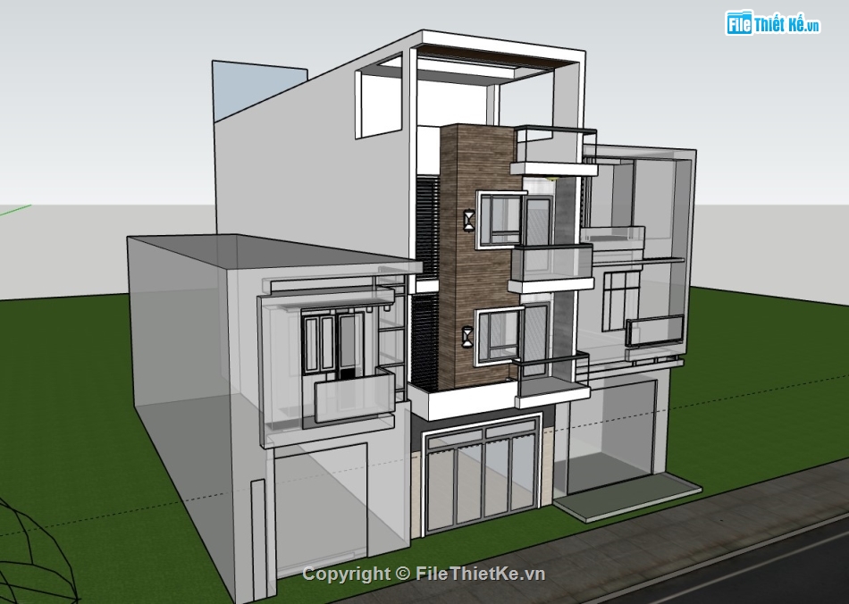 nhà 4 tầng,nhà phố 4 tầng,su nhà phố,sketchup nhà phố