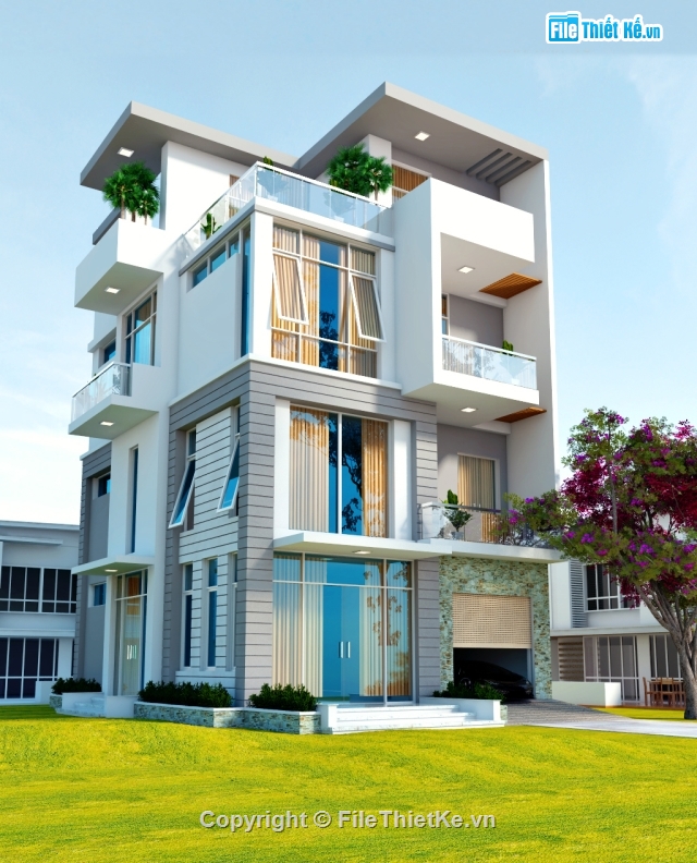 nhà phố 4 tầng,sketchup nhà phố 4 tầng,sketchup nhà phố