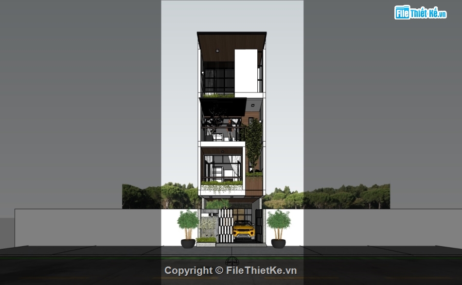 File sketchup nhà phố 4 tầng hiện đại,sketchup nhà phố 4 tầng,File sketchup nhà phố 4 tầng,nhà phố 4 tầng hiện đại