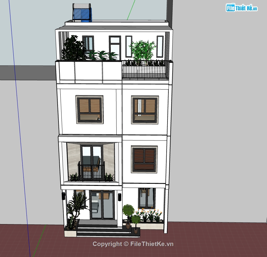 sketchup nhà phố 4 tầng,nhà phố sketchup,file sketchup nhà phố 4 tầng,file su nhà phố 4 tầng,model sketchup nhà phố