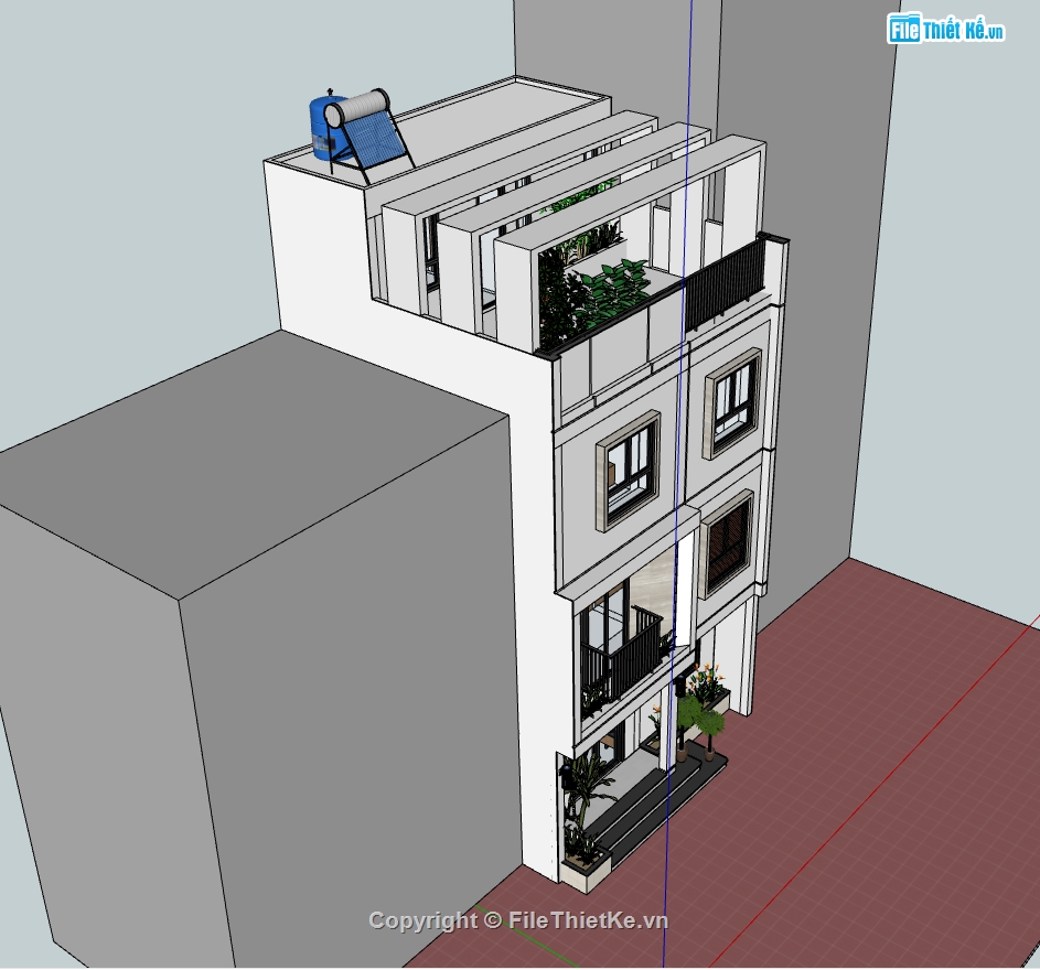 sketchup nhà phố 4 tầng,nhà phố sketchup,file sketchup nhà phố 4 tầng,file su nhà phố 4 tầng,model sketchup nhà phố