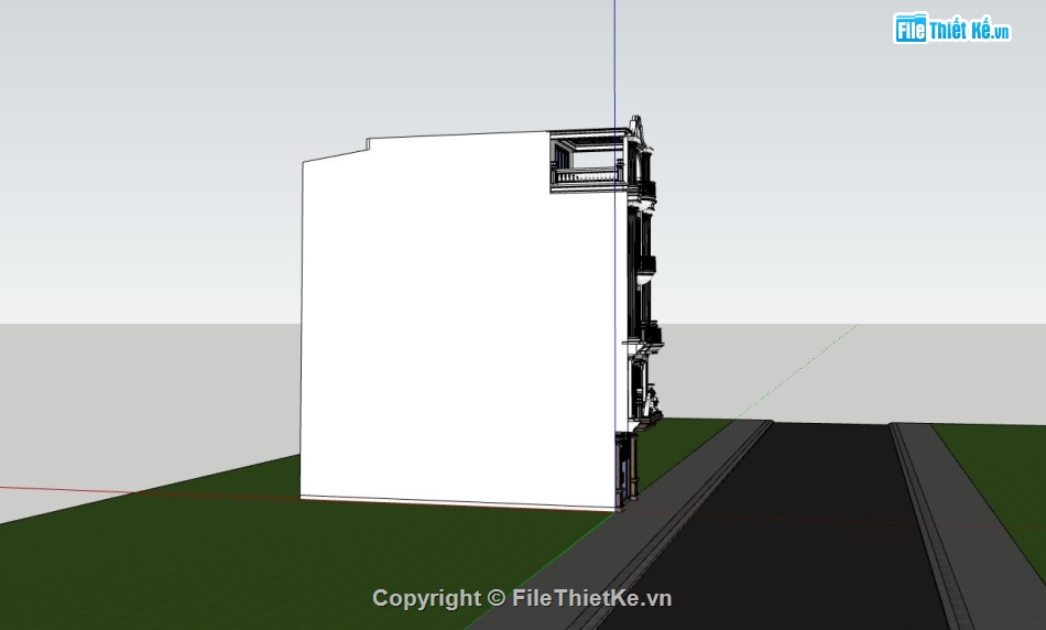 nhà phố 5 tầng,file sketchup nhà phố 5 tầng,phối cảnh nhà phố 5 tầng,mẫu nhà phố 5 tầng đẹp