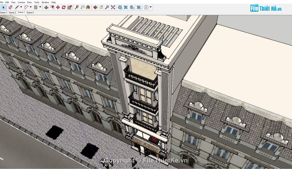 File sketchup nhà phố 5 tầng,File sketchup nhà phố,Model sketchup nhà phố tân cổ điển,Model sketchup nhà phố 5 tầng,File sketchup nhà phố tân cổ điển