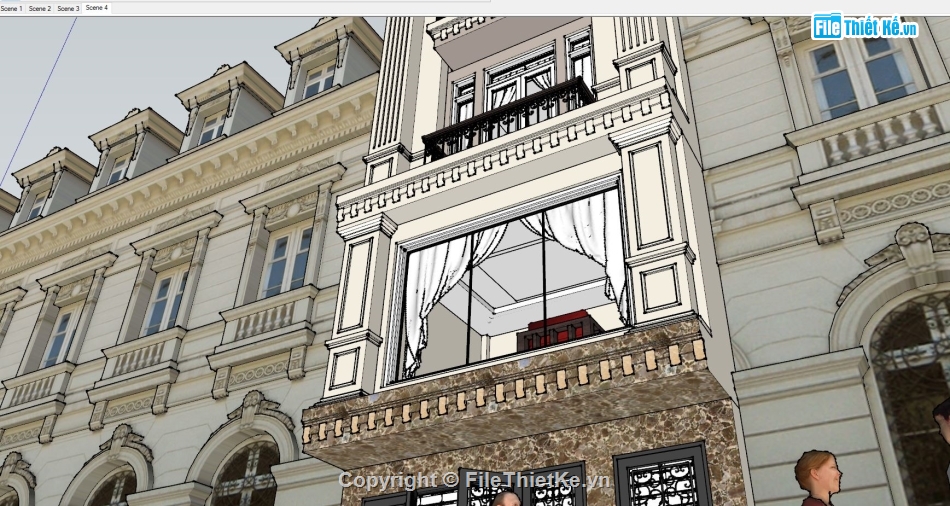 File sketchup nhà phố 5 tầng,File sketchup nhà phố,Model sketchup nhà phố tân cổ điển,Model sketchup nhà phố 5 tầng,File sketchup nhà phố tân cổ điển