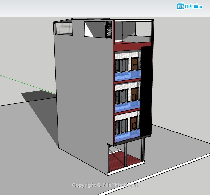 nhà phố 5 tầng,su nhà phố,sketchup nhà phố,su nhà phố 5 tầng