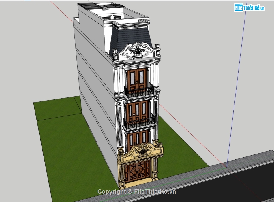 File sketchup nhà phố 5 tầng,File sketchup nhà phố 5 tầng tân cổ điển,Model sketchup nhà phố tân cổ điển,Model sketchup nhà phố 5 tầng tân cổ điển,File sketchup nhà phố tân cổ điển