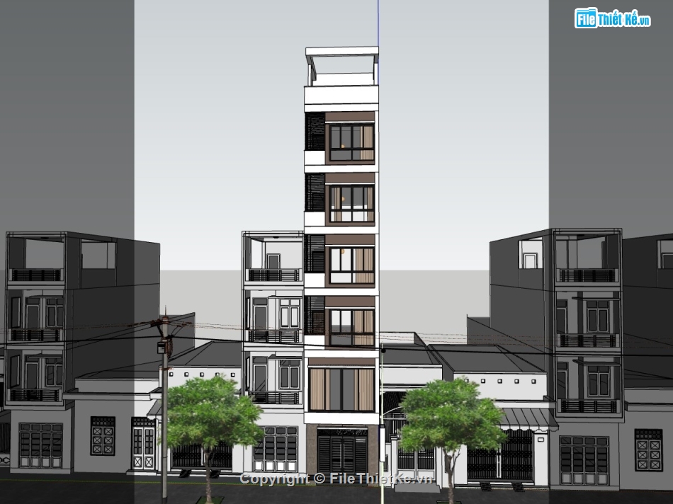 nhà phố 7 tầng,su nhà phố,sketchup nhà phố,su nhà phố 7 tầng,sketchup nhà phố 7 tầng