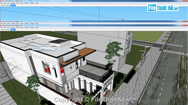 nhà phố đẹp,file sketchup nhà phố,nhà phố đẹp bằng Sketchup