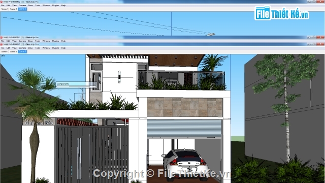 nhà phố đẹp,file sketchup nhà phố,nhà phố đẹp bằng Sketchup