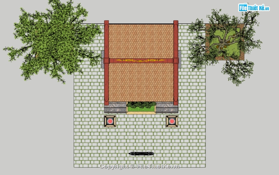 Nhà thờ họ,Nhà thờ họ 5x6m,model su nhà thờ họ,file su nhà thờ họ,sketchup nhà thờ họ