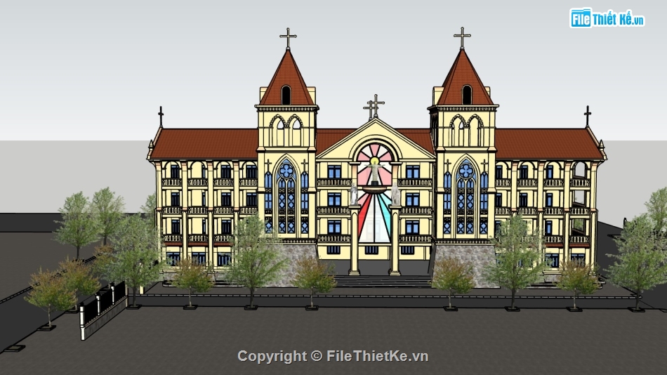 File sketchup nhà thờ,sketchup nhà thờ,Model sketchup nhà thờ,su nhà thờ,nhà thờ