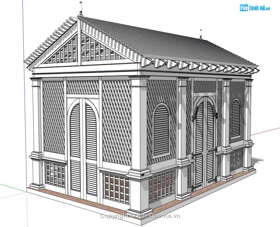sketchup nhà trụ sở,file sketchup trụ sở,nhà trụ sở sketchup