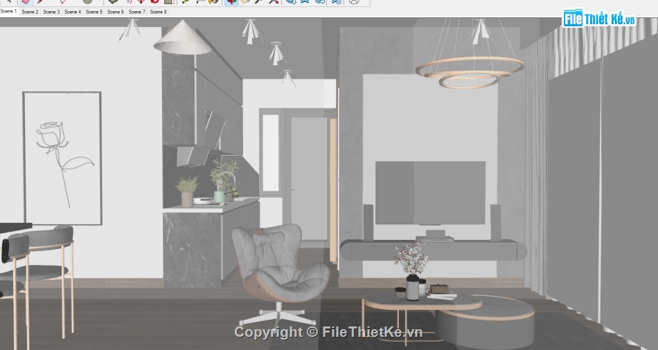 nội thất chung cư,nội thất file Su,File sketchup nội thất,File sketchup chung cư,File sketchup nội thất chung cư