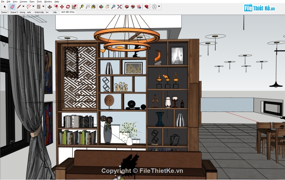nội thất phòng khách,sketchup nội thất,File sketchup nội thất,sketchup phòng khách,nội thất căn hộ,Bếp ăn