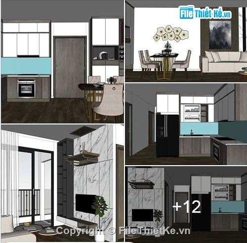 chi tiết nội thất,nội thất căn hộ,bổ chi tiết nội thất,Sketchup phòng ăn,sketchup nội thất căn hộ