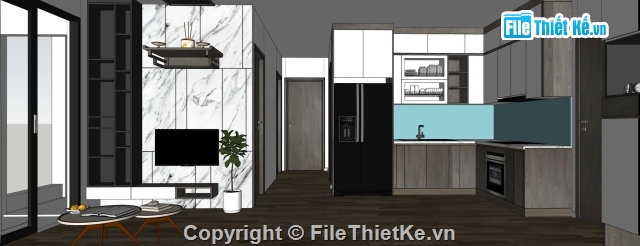 chi tiết nội thất,nội thất căn hộ,bổ chi tiết nội thất,Sketchup phòng ăn,sketchup nội thất căn hộ