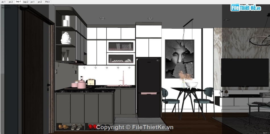 File sketchup nội thất,sketchup nội thất,sketchup nội thất căn hộ,sketchup nội thất bếp,File sketchup căn hộ