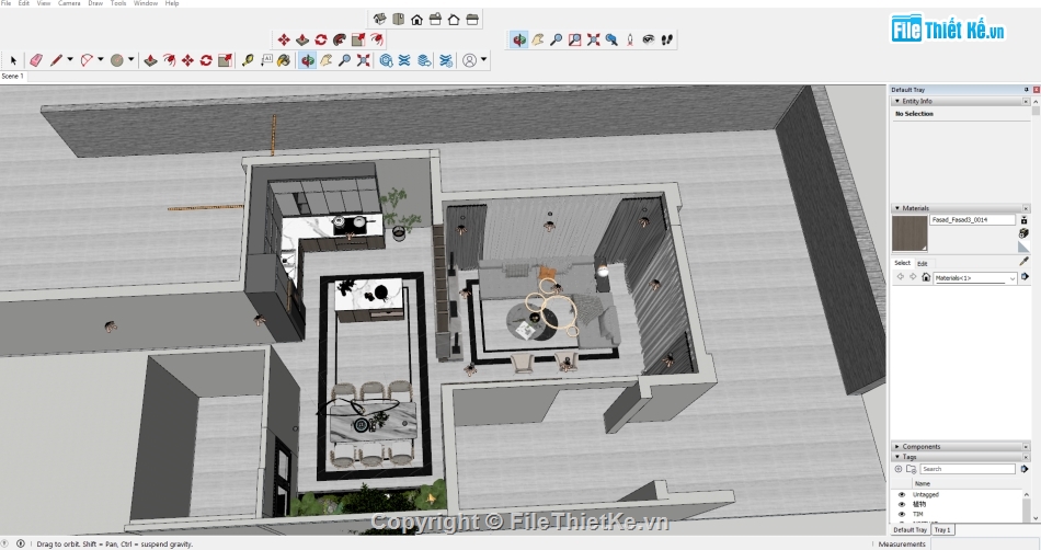 3D Living room,sketchup nội thất,file sketchup phòng khách,file sketchup bàn ăn,sketchup phòng bếp