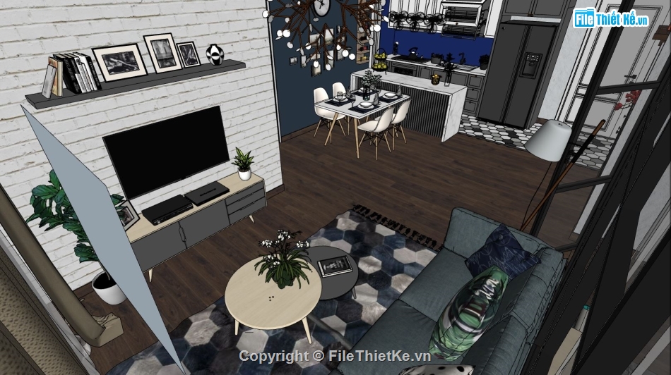 File sketchup nội thất chung cư,nội thất chung cư đẹp,phối cảnh nội thất chung cư,sketchup nội thất