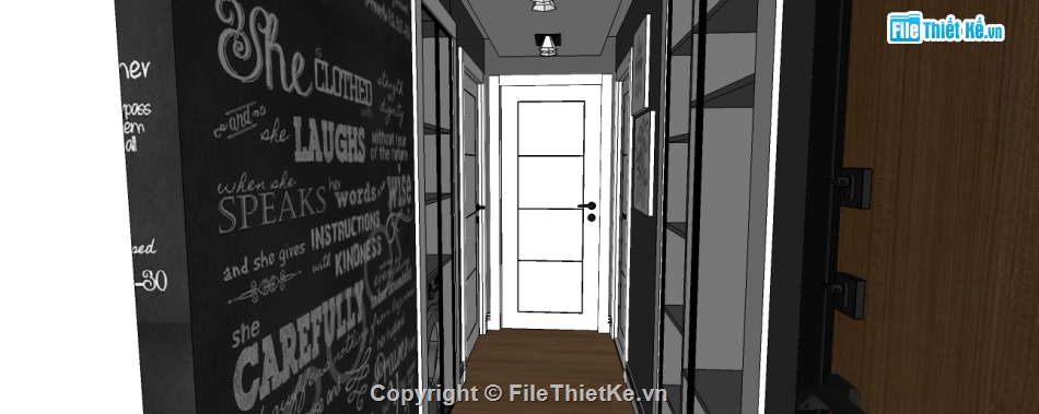 sketchup nội thất căn hộ,File sketchup căn hộ chung cư,nội thất khách bếp chung cư,file sketchup khách bếp,dựng model su nội thất chung cư