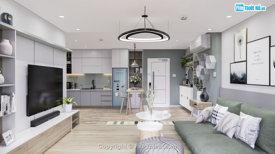 nội thất phòng khách bếp sketchup,nội thất phòng khách sketchup,nội thất phòng bếp sketchup