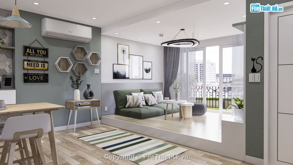 nội thất phòng khách bếp sketchup,nội thất phòng khách sketchup,nội thất phòng bếp sketchup