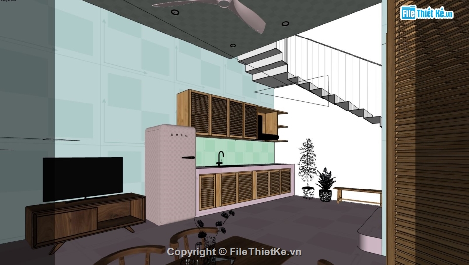 nội thất nhà phố,sketchup nội thất nhà phố,file sketchup nội thất nhà phố