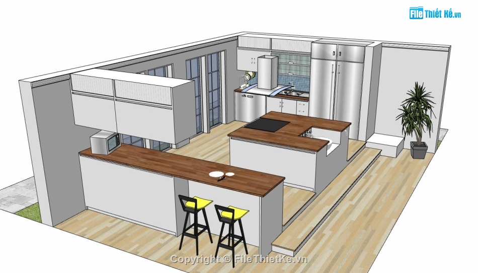 sketchup nội thất,sketchup nội thất bếp,sketchup nội thất phòng bếp,nội thất phòng bếp