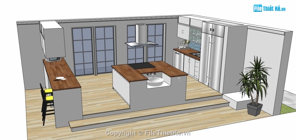 sketchup nội thất,sketchup nội thất bếp,sketchup nội thất phòng bếp,nội thất phòng bếp