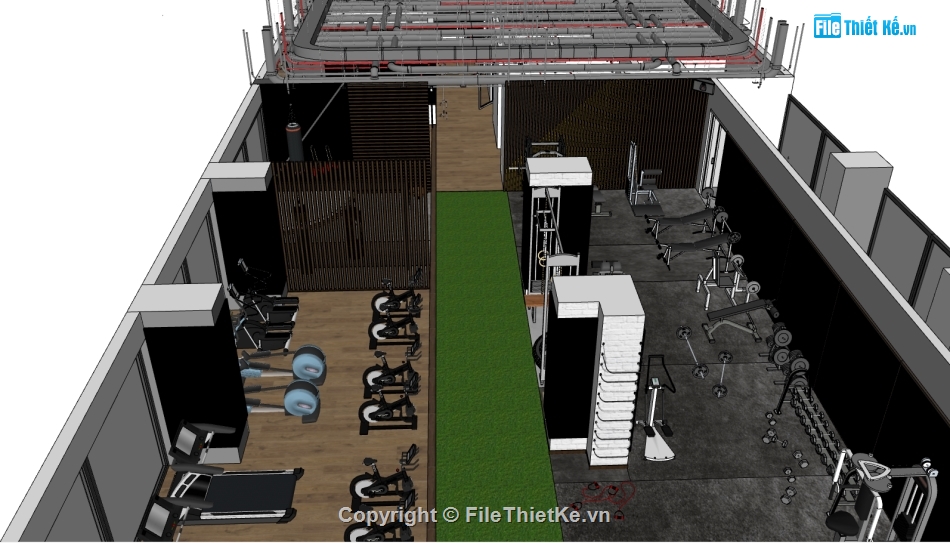 sketchup phòng gym,file su nội thất phòng gym,file sketchup phòng gym